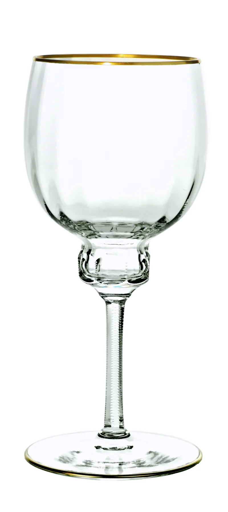 DELPHI Rotweinglas 215 mm - klares Glas, Stielschliff, Flächenschliff, Eckenschliff, Goldrand